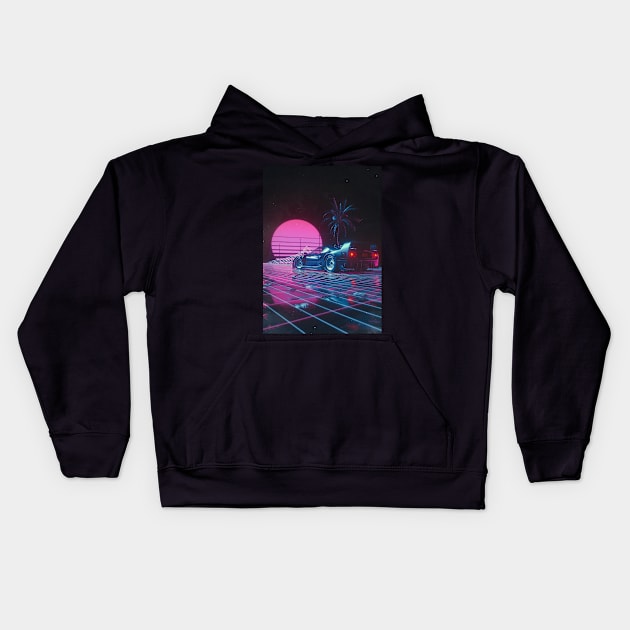 F40 sunset Kids Hoodie by skiegraphicstudio